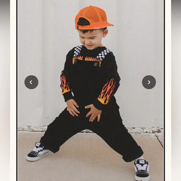 Kids Black Overalls with Checkered Straps ⚡️ - Picture 2 of 5